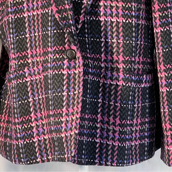 Pendleton Black & Pink Multi Color Virgin Wool One Button Jacket Plus Size 16 - Picture 2 of 10